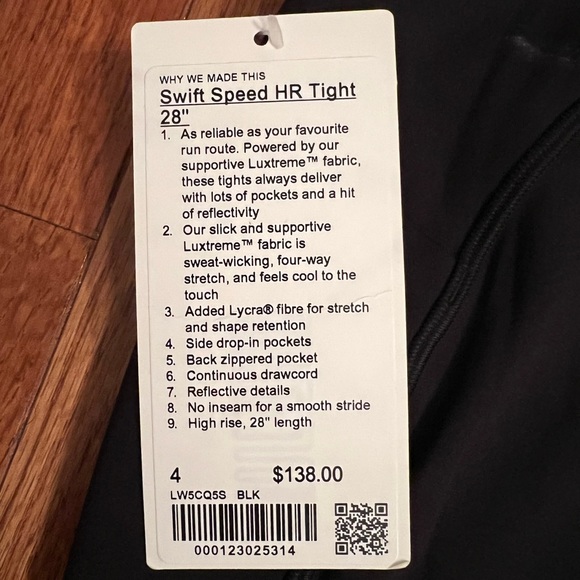 NWT Lululemon Swift speed Black leggings sz 4, 28” - Picture 4 of 7